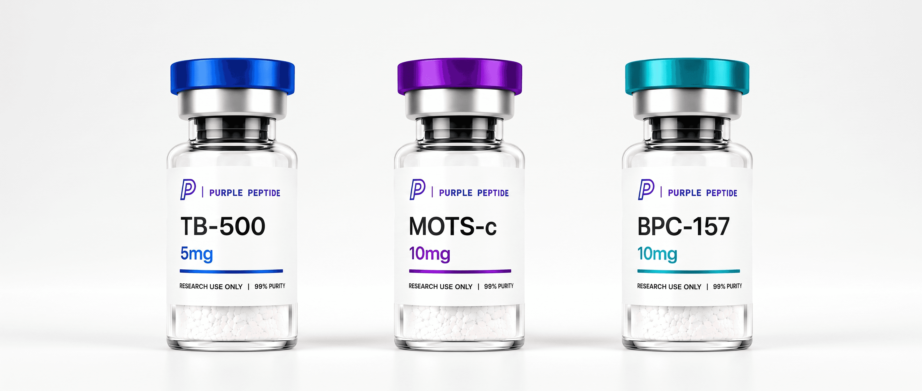 Purple Peptide research vials